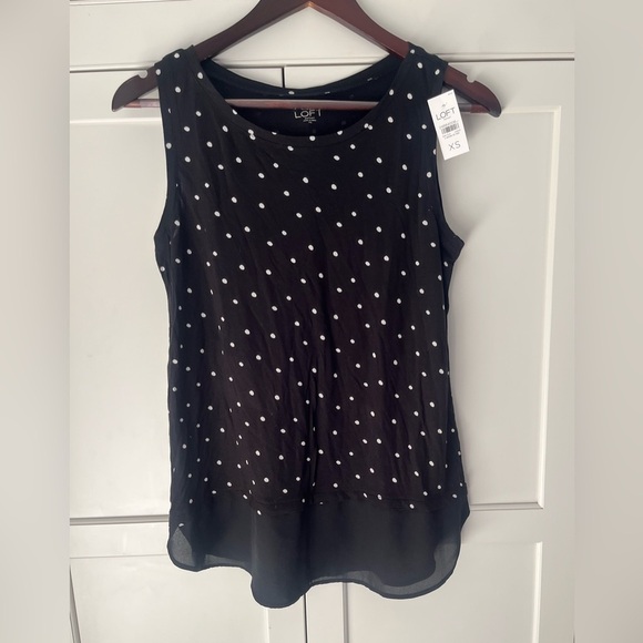 Loft women’s tank top size XS black white polka dots NWT - Picture 1 of 7